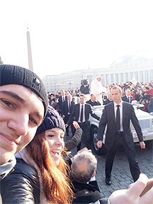 Tom Lengel takes a selfie with Pope Francis