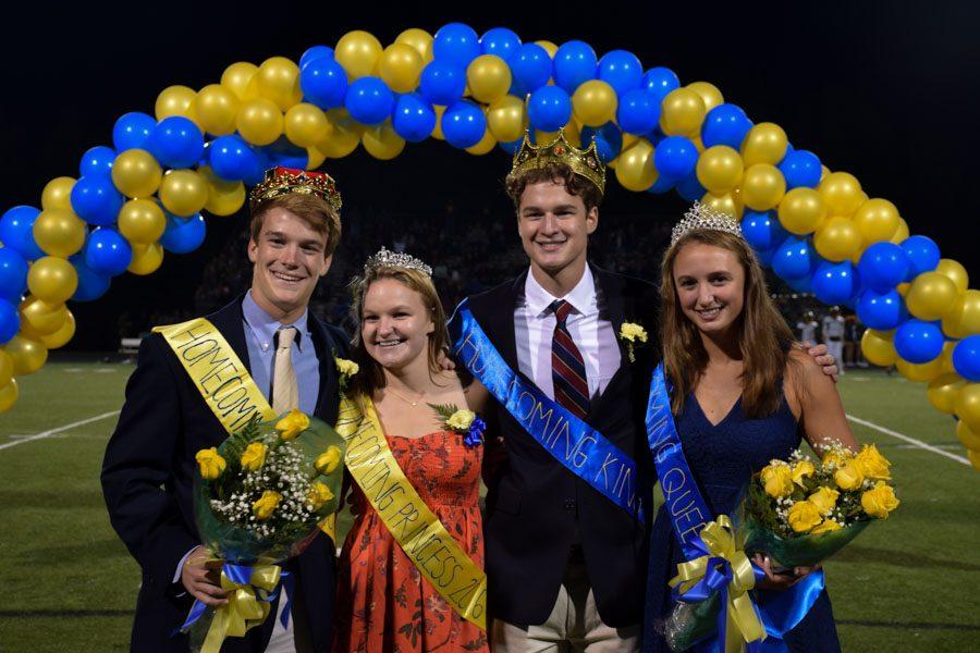 The Homecoming Prince, Princess, King, and Queen (From left to right: Kevin OShea, Dorothy Park, Ryan Suckovich, Madison Masloff)