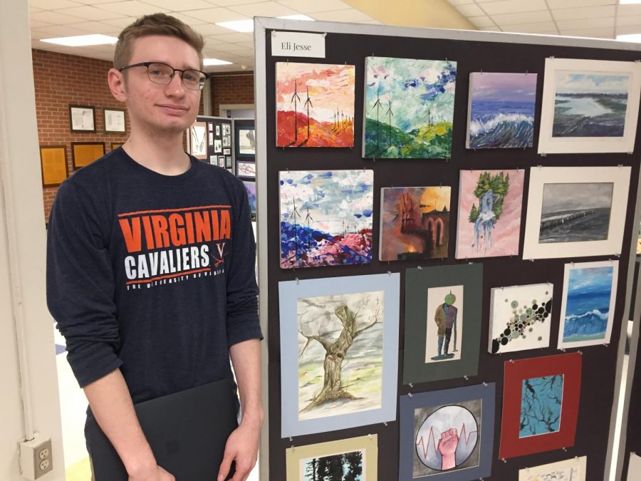 Eli shared his works at the Senior Art Show.