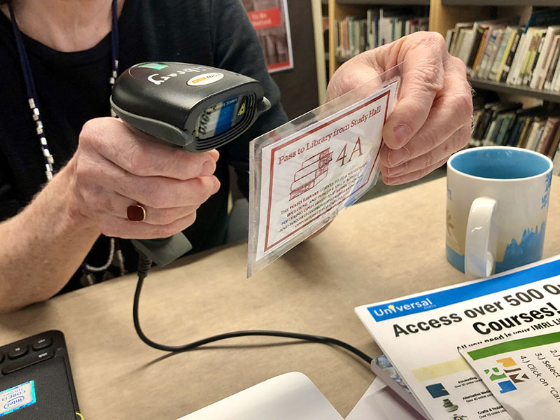 While the study hall library passes are an exciting addition to school security, you must surrender your pass to one of the librarians once you’ve signed into study hall.