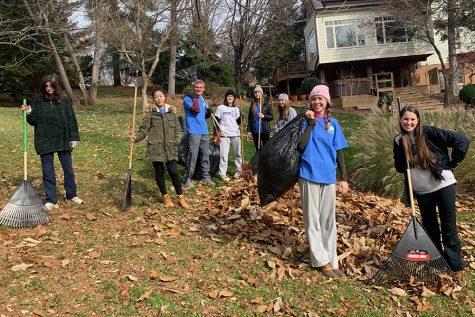 Habitat for Humanity club members participate in Rake-a-Thon to raise money for Habitat.
