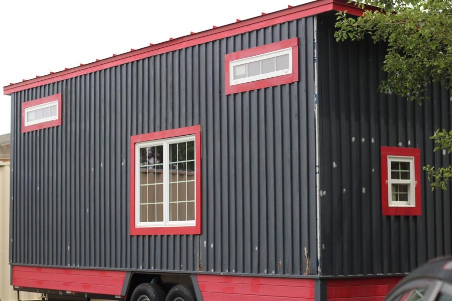 Since construction on a second tiny house halted with a arrival of the pandemic, the partially finished home has sat, abandoned, outside of the A Wing. 