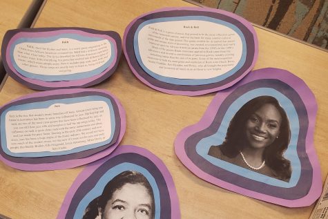 WAHSs African American History class makes cut-outs for the Black History Month bulletin board.