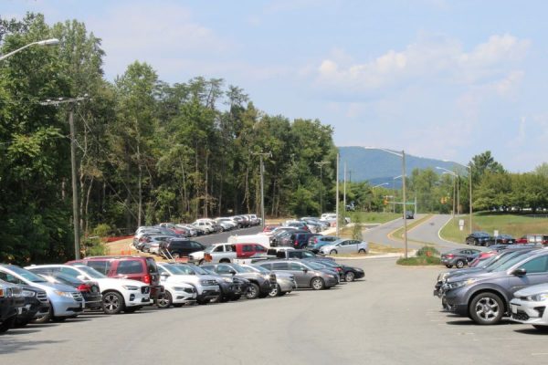 Seniors fill new parking lot, which contains 59 spaces.