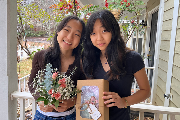 The proceeds from Pledge Florals corsage-and-boutonniere sets like this one fund a different charity of the Kims' choice each year. Photo courtesy of Emily & Hanna Kim.